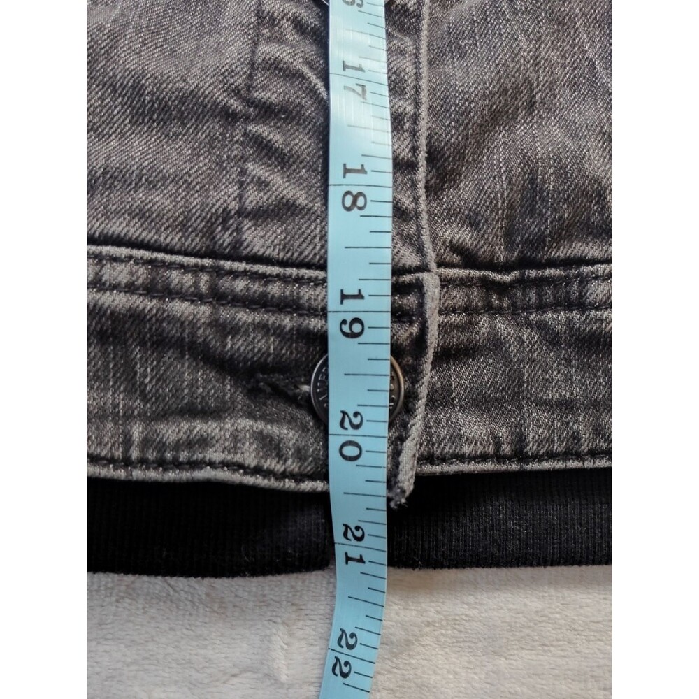 American Eagle Black Denim Hoodie Trucker Jacket Size Medium - Picture 7 of 9